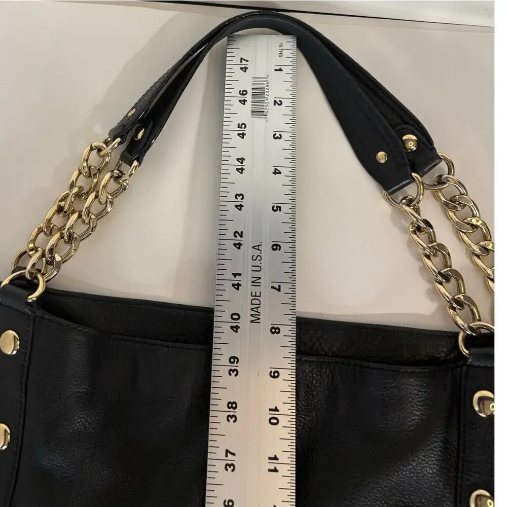 Michael Kors Delancey Large Shoulder Bag Tote Black Pebbled Leather